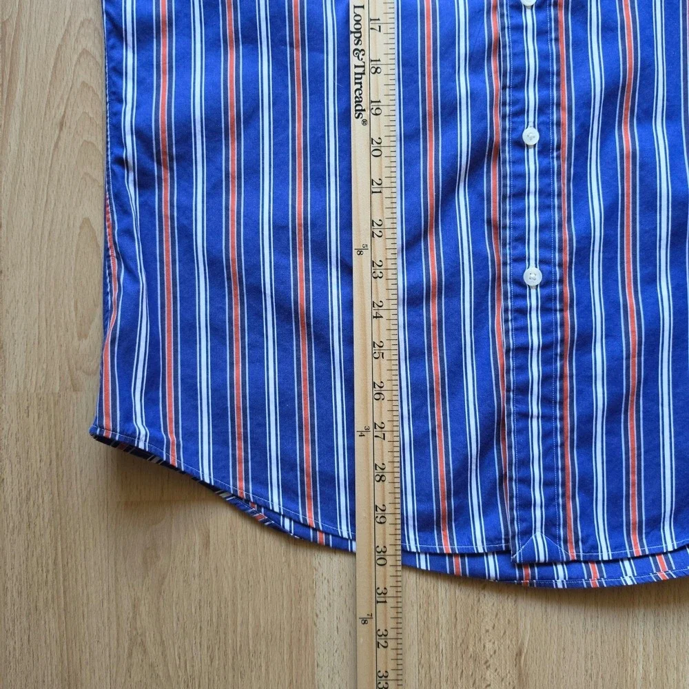 Polo Ralph Lauren Vintage Mens Custom Fit Striped Button Down Shirt Blue Red L‎